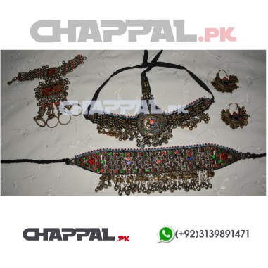 Afghan Style Metal Jewelry Set with Colorful Stones - ACE1