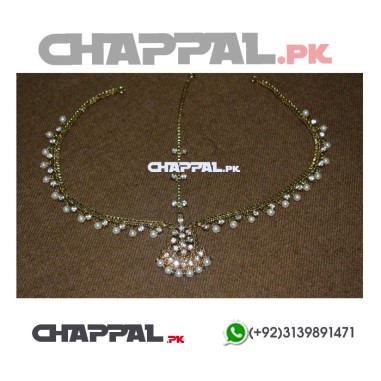 Gold Plated Stone Pearl Matha Patti Head Jewelry - ACE5