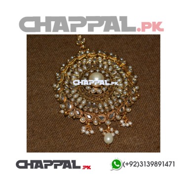 Ethnic Gold Plated Kundan Maang Tikka with Pearls - ACE6