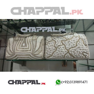 Chappal.pk Beaded Pearl Handbag Wedding Purse Gold - PRS 1