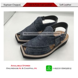 Kaptaan Chappal Pure Leather Blue Peshawari Sandal - KP016