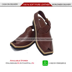 Onlinehub Genuine Leather Peshawari Chappal Brown - KP029