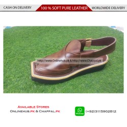 Classic Brown Leather Peshawari Chappal Sandal - KP033