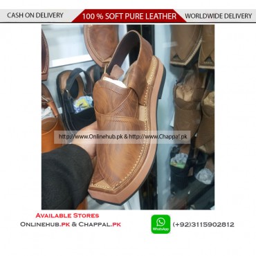 FAMOUS KAPTAAN CHAPPAL IMRAN KHAN STYLE PURE LEATHER 