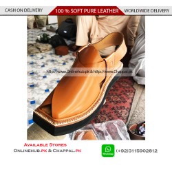 Traditional Tan Leather Peshawari Chappal Mens Sandal - KP041