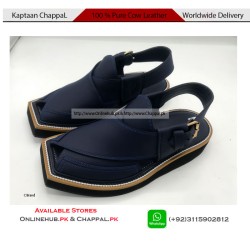 Blue Leather Kaptaan Chappal Double Sole - KP056