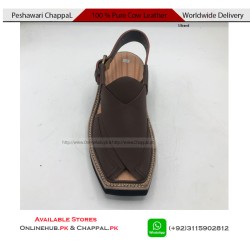 Classic Brown Leather Peshawari Chappal Double Sole - KP058
