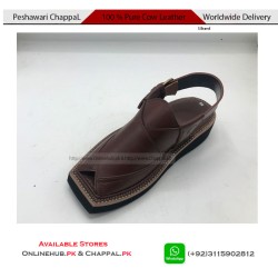 Pure Leather Brown Peshawari Chappal with Double Sole - KP059