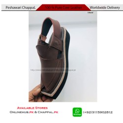 Classic Brown Pure Leather Peshawari Chappal - KP062