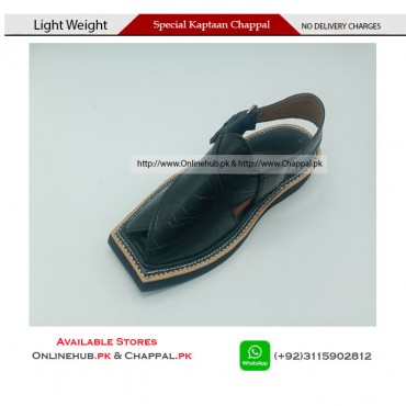 SPECIAL KHAN CHAPPAL BLACK COLOR DESIGN IN PURE LEATHER 