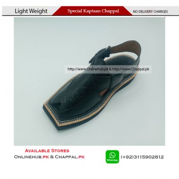 SPECIAL KHAN CHAPPAL BLACK COLOR DESIGN IN PURE LEATHER 