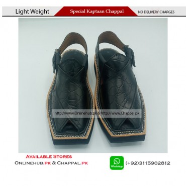 SPECIAL KHAN CHAPPAL BLACK COLOR DESIGN IN PURE LEATHER 