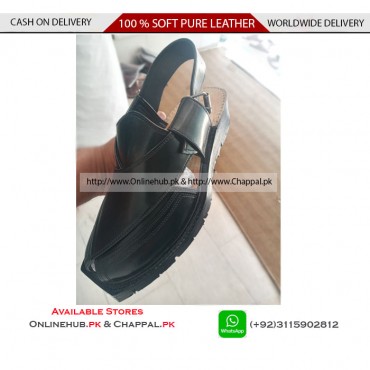 NOROZI CHAPPAL DESIGN AVAILABLE IN PURE BLACK COLOR LEATHER