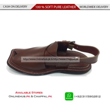 Classic Brown Pure Leather Peshawari Chappal Sandal - PS011