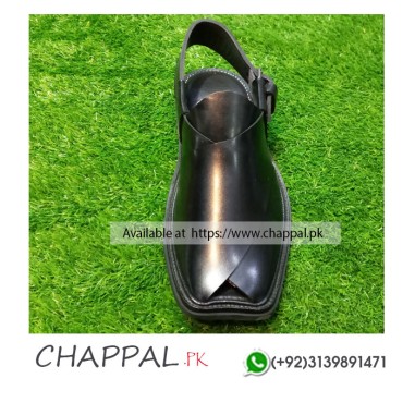 PESHAWARI FLAT BLACK CHAPPAL LATEST TYPICAL DESIGNS 