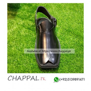 PESHAWARI FLAT BLACK CHAPPAL LATEST TYPICAL DESIGNS 