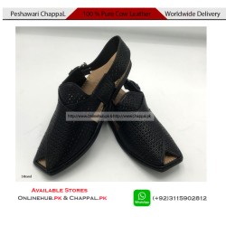 Classic Leather Peshawari Chappal Black Footwear - PS032