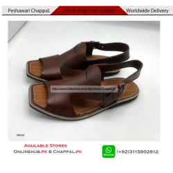 Traditional Brown Leather Peshawari Chappal Sandal - PS033
