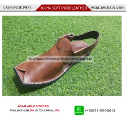 Classic Brown Leather Peshawari Chappal Sandal For Men - PS040