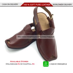 Mens Leather Peshawari Chappal Brown Ethnic Sandal - PS041