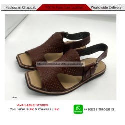 Traditional Leather Peshawari Chappal Brown Sandals - PS044