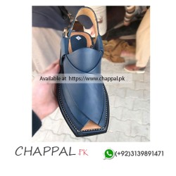 Blue Leather Peshawari Chappal Men Sandal - PS047