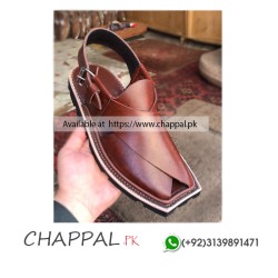 Classic Leather Peshawari Chappal Brown Double Sole - PS049