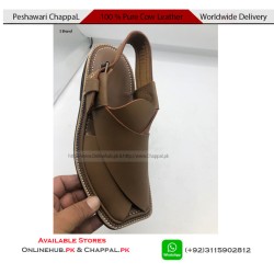 S Brand Genuine Leather Brown Peshawari Chappal Sandal - PS050