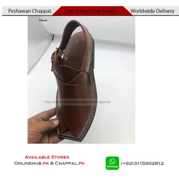 Classic Leather Peshawari Chappal Sandal Brown - PS053