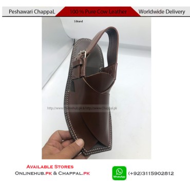 Classic Leather Peshawari Chappal Sandal Brown - PS053