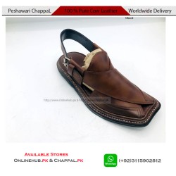 Classic Brown Leather Peshawari Chappal Sandal for Men - PS054