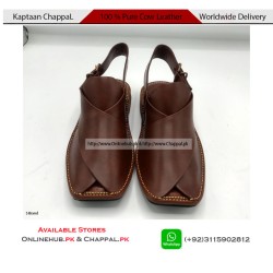 Kaptaan Chappal Genuine Cow Leather Brown Sandals - PS070