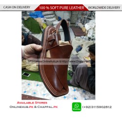 Classic Brown Leather Peshawari Chappal Sandal - PS071