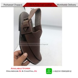 S Brand Pure Leather Peshawari Chappal Brown Sandals - PS072