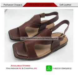 Classic Brown Pure Leather Peshawari Chappal - PS086