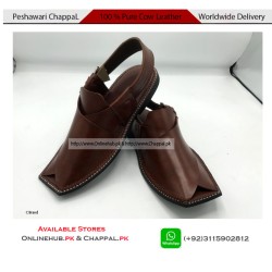 Classic Brown Pure Leather Peshawari Chappal - PS097