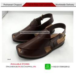 Dark Brown Pure Leather Peshawari Chappal Double Sole - PS099