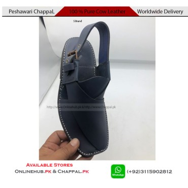 S Brand Pure Leather Blue Peshawari Chappal - PS105 S Brand Pure Leather Blue Peshawari Chappal - PS105