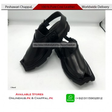 PESHAWARI CHAPPAL BLACK COLOR DESIGN AVAILABLE IN LEATHER