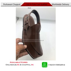 S Brand Pure Leather Brown Peshawari Chappal - PS126