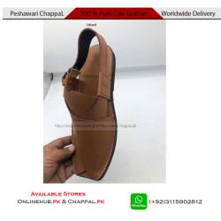 S Brand Pure Leather Tan Peshawari Chappal - PS128
