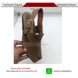 S Brand Pure Leather Peshawari Chappal Light Brown - PS129