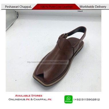 Pure Leather Brown Peshawari Chappal with Double Sole - PS164