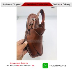 Tan Pure Cow Leather Peshawari Chappal Double Sole - PS168