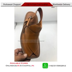 Tan Leather Pure Cow Leather Peshawari Chappal - PS171