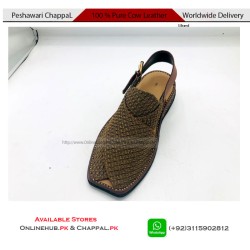 S Brand Pure Leather Peshawari Chappal Brown Double Sole - PS194