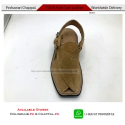 Traditional Leather Peshawari Chappal in Tan Color - PS197