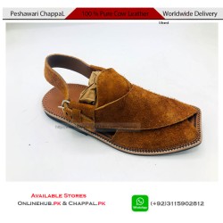 S Brand Pure Leather Brown Peshawari Chappal - PS199