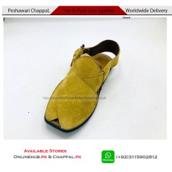 S Brand Pure Cow Leather Yellow Peshawari Chappal - PS201