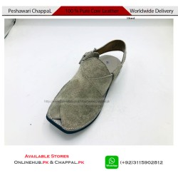Pure Leather Peshawari Chappal Grey Suede Men Shoes - PS202